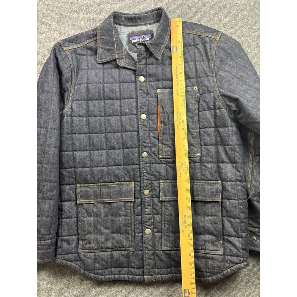 Patagonia Hopper Insulated Denim Jacket Mens Large Blue Organic Cotton Snaps